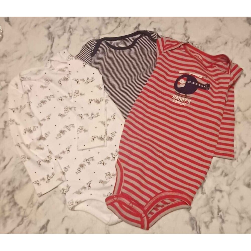 Carters Simple Joy Toddler 18M Bodysuit Romper 1 Piece Lot of 3 Dog AOP Stretch